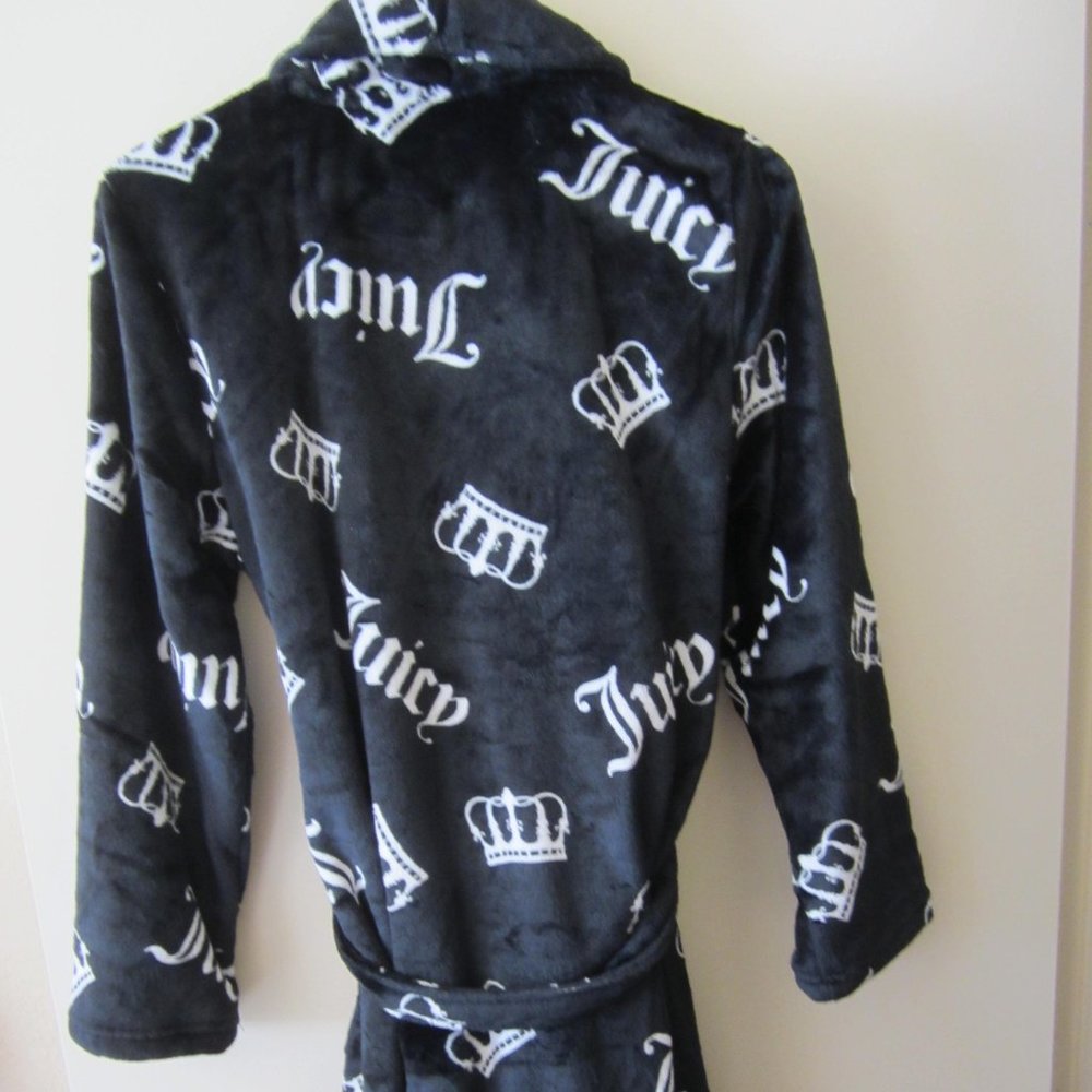 Juicy Couture Bathrobe Robe Crown Black Sleepwear Women - Picture 2 of 4